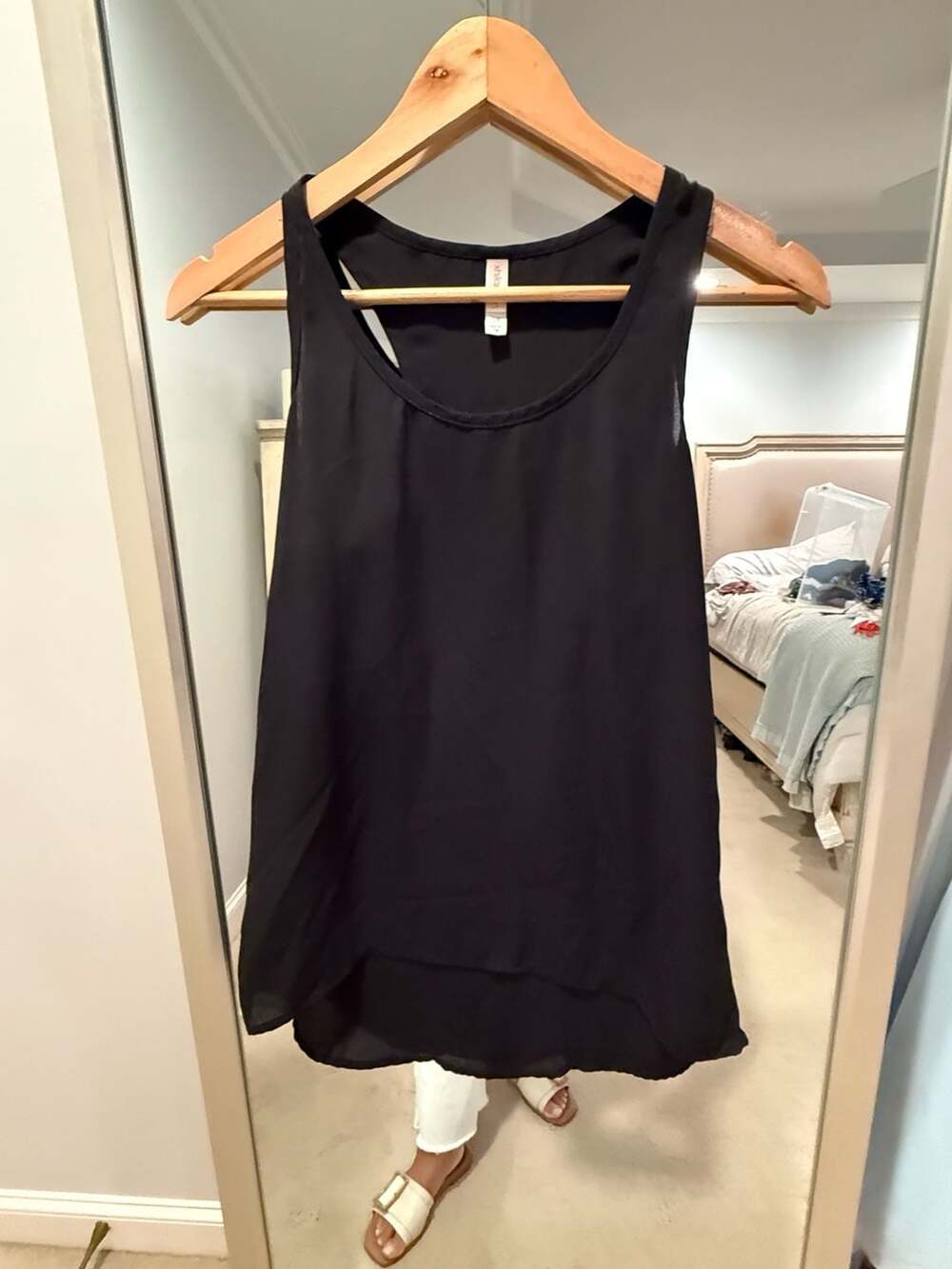 Xhilaration Black Chiffon Racerback Tank Top Size S